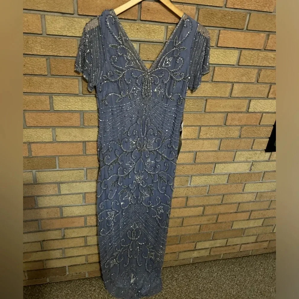 Pisarro Nights Lavender Beaded Midi Dress - Picture 3 of 9